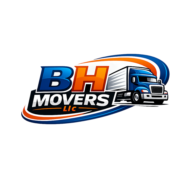 A logo for a moving company featuring a truck and the company name "BH Movers LLC".